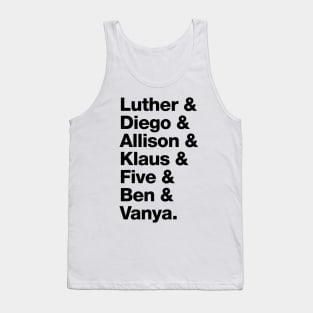 The Umbrella Academy Character Names - Black Tank Top